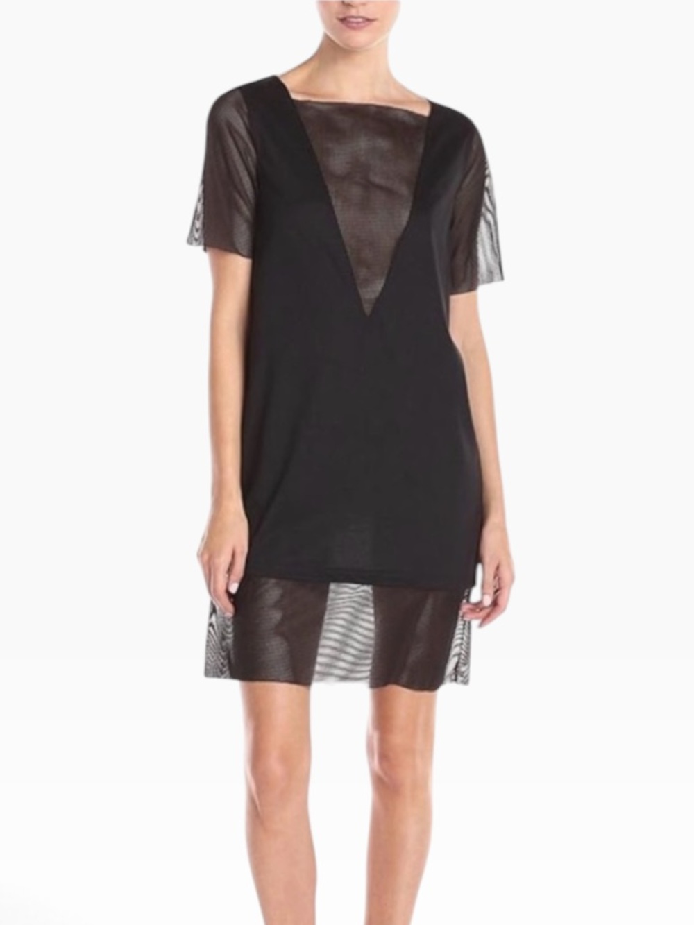 Cheap Monday Mesh Panel T-Shirt Dress Sz S Goth Grunge Y2K Sheer Stockholm Rare